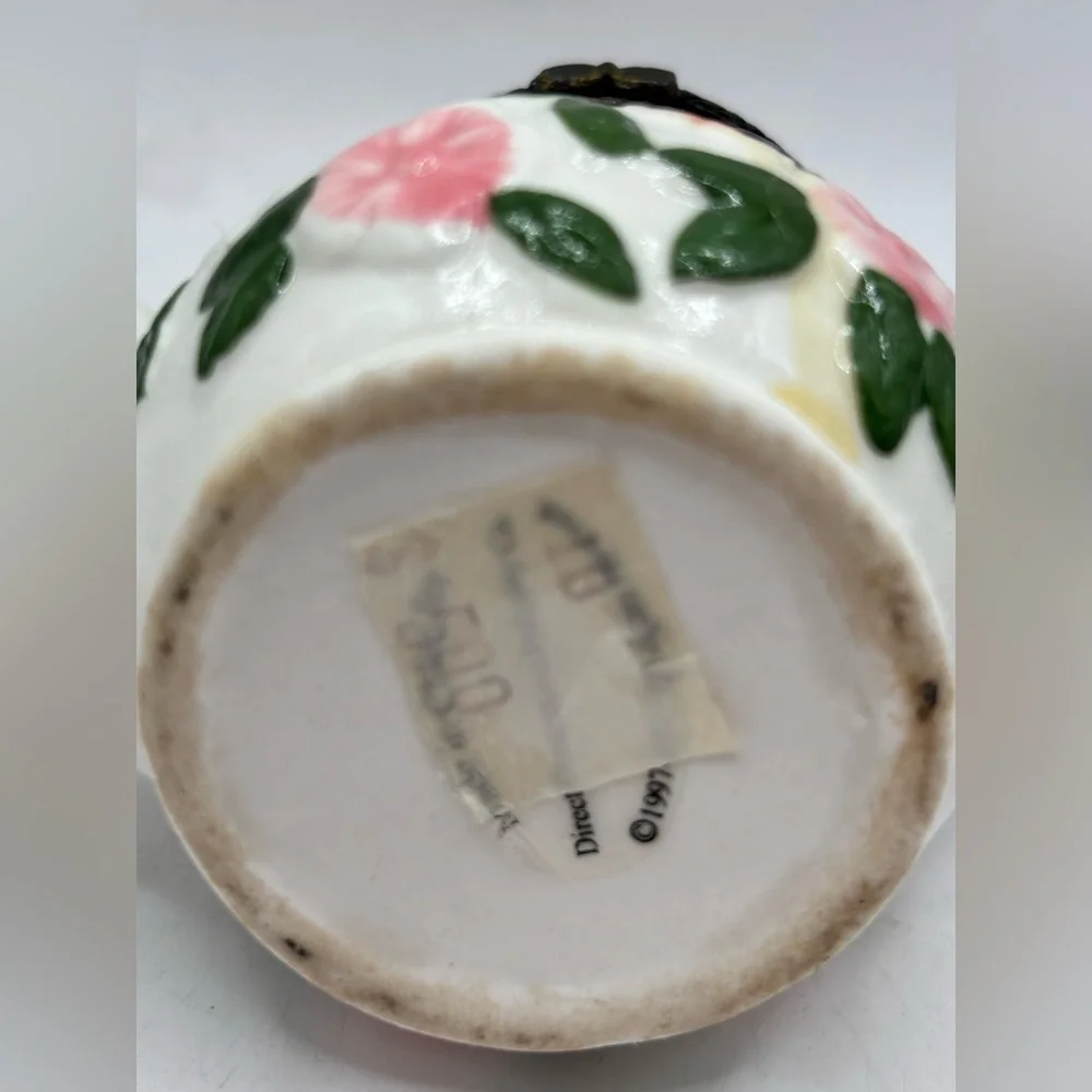 Retro Trinket Box Teapot Ladybug Floral Motif Keepsake 3.5